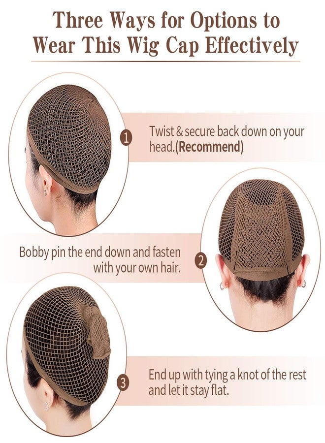 Dreamlover Mesh Wig Cap for Women, Hair Net for Halloween Wig, Brown, 3 Pieces - Image 2